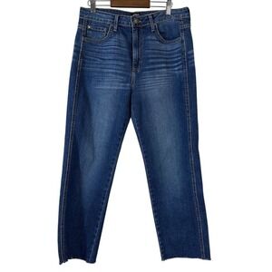 Just Black Women's Jeans Medium‎ Wash Raw Hem Straight High Rise Denim Size 29